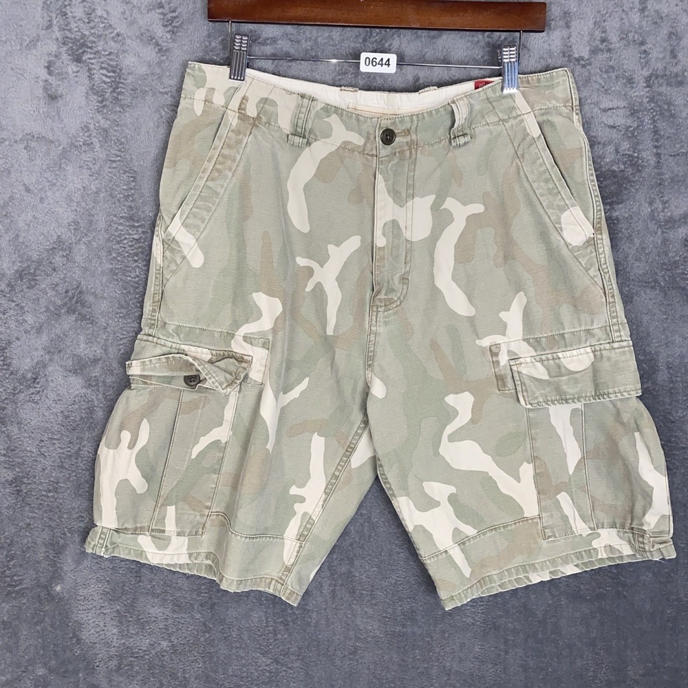 Chaps Denim Camouflage Cargo Shorts 33W Faded Y2K